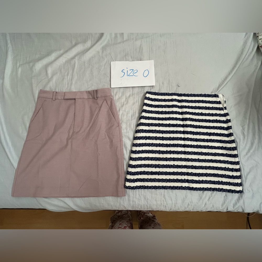 Ann Taylor Pink Mini Skirt & Ann Taylor Black White Striped Mini Skirt